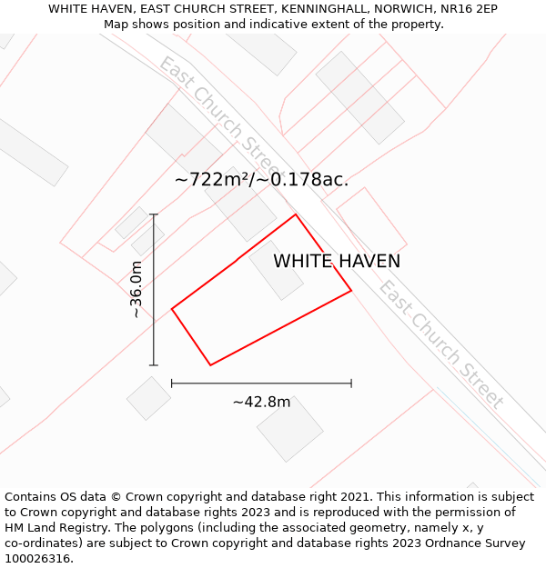 WHITE HAVEN, EAST CHURCH STREET, KENNINGHALL, NORWICH, NR16 2EP: Plot and title map