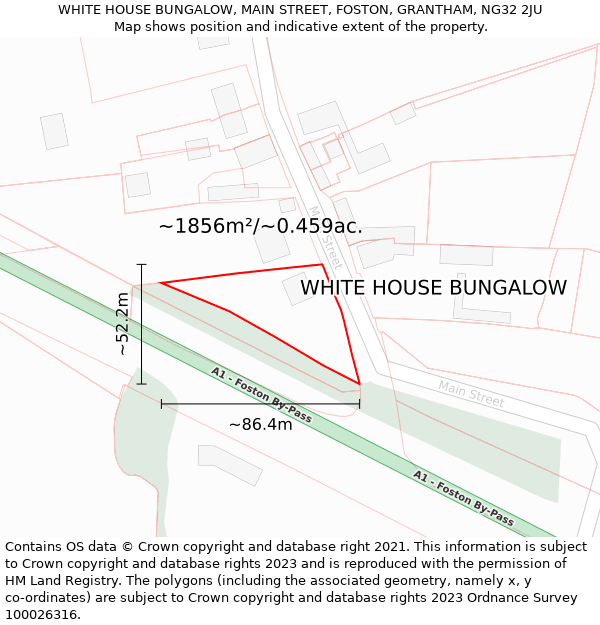 WHITE HOUSE BUNGALOW, MAIN STREET, FOSTON, GRANTHAM, NG32 2JU: Plot and title map