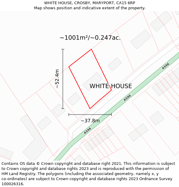 WHITE HOUSE, CROSBY, MARYPORT, CA15 6RP: Plot and title map