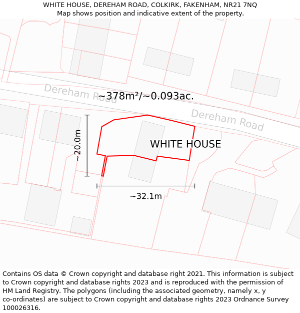 WHITE HOUSE, DEREHAM ROAD, COLKIRK, FAKENHAM, NR21 7NQ: Plot and title map