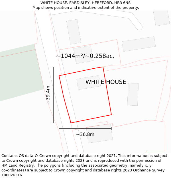 WHITE HOUSE, EARDISLEY, HEREFORD, HR3 6NS: Plot and title map