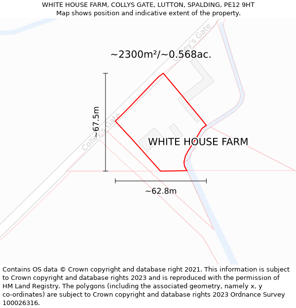 WHITE HOUSE FARM, COLLYS GATE, LUTTON, SPALDING, PE12 9HT: Plot and title map