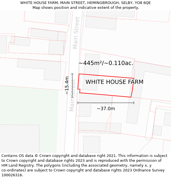 WHITE HOUSE FARM, MAIN STREET, HEMINGBROUGH, SELBY, YO8 6QE: Plot and title map