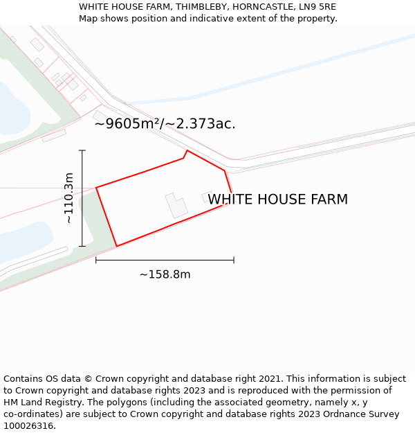 WHITE HOUSE FARM, THIMBLEBY, HORNCASTLE, LN9 5RE: Plot and title map