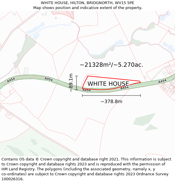 WHITE HOUSE, HILTON, BRIDGNORTH, WV15 5PE: Plot and title map