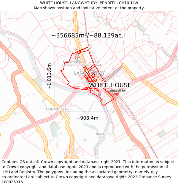 WHITE HOUSE, LANGWATHBY, PENRITH, CA10 1LW: Plot and title map