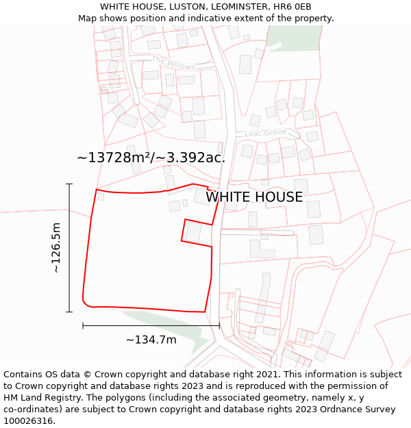 WHITE HOUSE, LUSTON, LEOMINSTER, HR6 0EB: Plot and title map