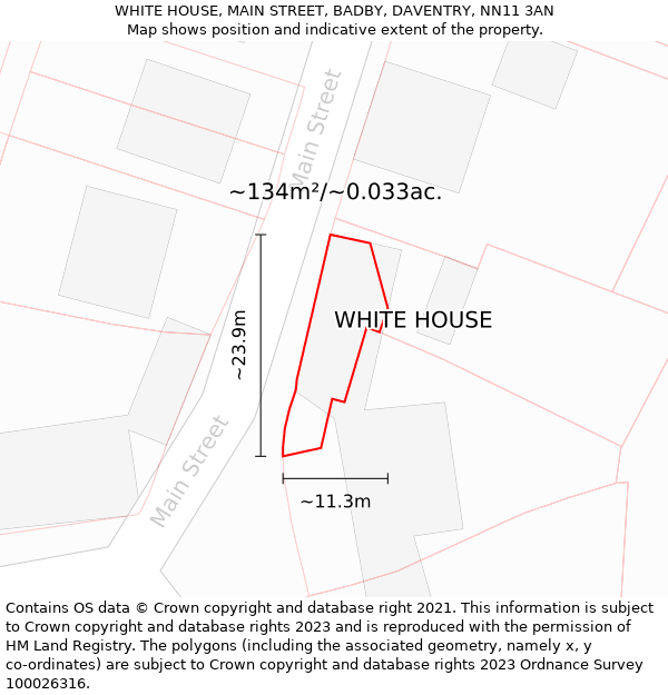 WHITE HOUSE, MAIN STREET, BADBY, DAVENTRY, NN11 3AN: Plot and title map