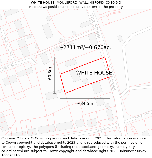 WHITE HOUSE, MOULSFORD, WALLINGFORD, OX10 9JD: Plot and title map