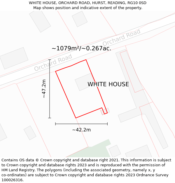 WHITE HOUSE, ORCHARD ROAD, HURST, READING, RG10 0SD: Plot and title map