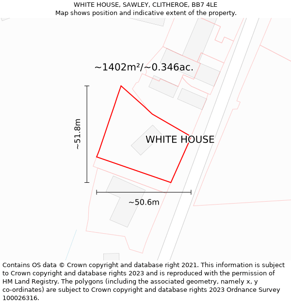 WHITE HOUSE, SAWLEY, CLITHEROE, BB7 4LE: Plot and title map