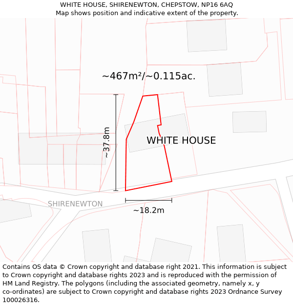 WHITE HOUSE, SHIRENEWTON, CHEPSTOW, NP16 6AQ: Plot and title map
