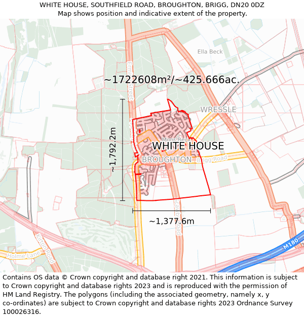 WHITE HOUSE, SOUTHFIELD ROAD, BROUGHTON, BRIGG, DN20 0DZ: Plot and title map