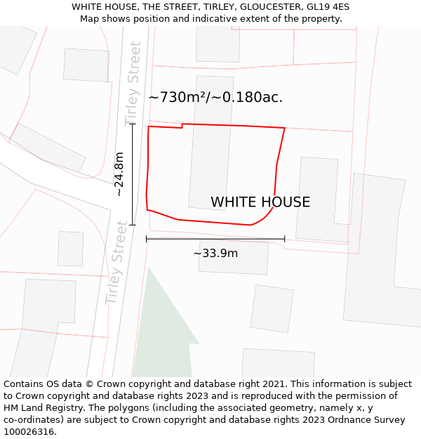WHITE HOUSE, THE STREET, TIRLEY, GLOUCESTER, GL19 4ES: Plot and title map
