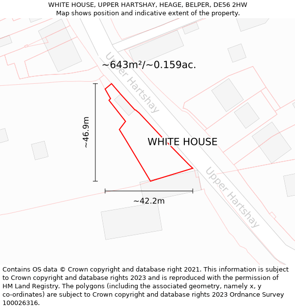 WHITE HOUSE, UPPER HARTSHAY, HEAGE, BELPER, DE56 2HW: Plot and title map