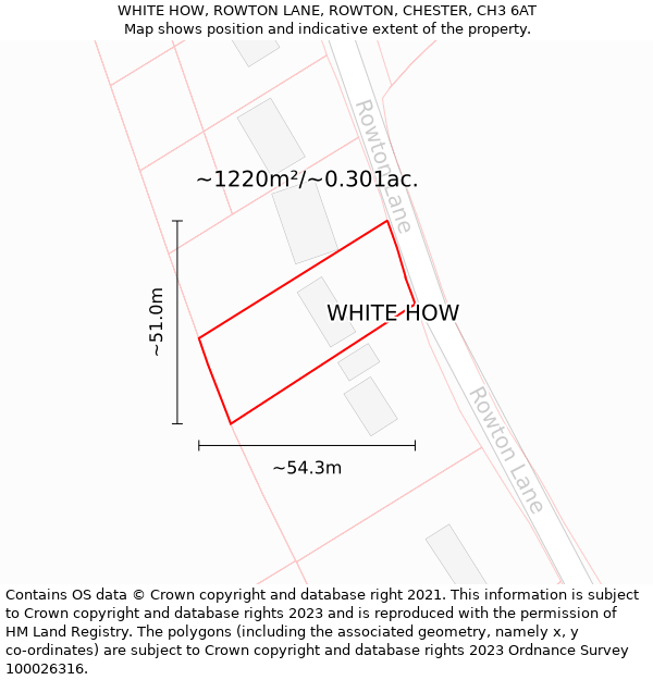 WHITE HOW, ROWTON LANE, ROWTON, CHESTER, CH3 6AT: Plot and title map