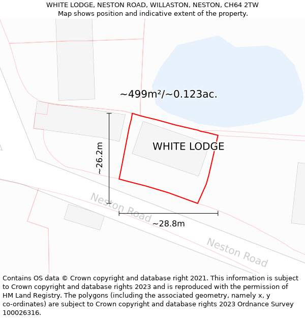 WHITE LODGE, NESTON ROAD, WILLASTON, NESTON, CH64 2TW: Plot and title map