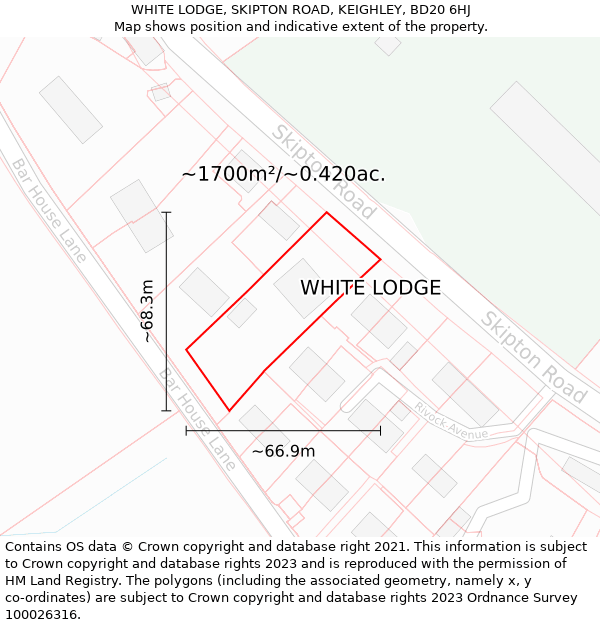 WHITE LODGE, SKIPTON ROAD, KEIGHLEY, BD20 6HJ: Plot and title map