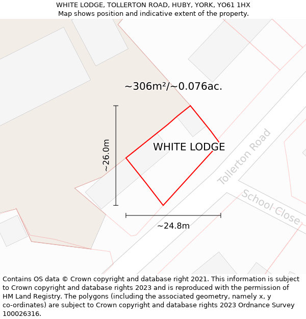 WHITE LODGE, TOLLERTON ROAD, HUBY, YORK, YO61 1HX: Plot and title map