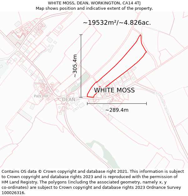 WHITE MOSS, DEAN, WORKINGTON, CA14 4TJ: Plot and title map