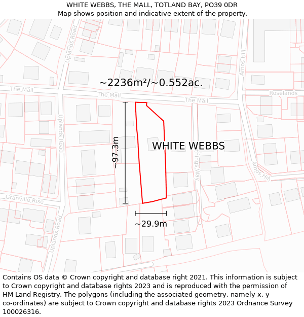 WHITE WEBBS, THE MALL, TOTLAND BAY, PO39 0DR: Plot and title map