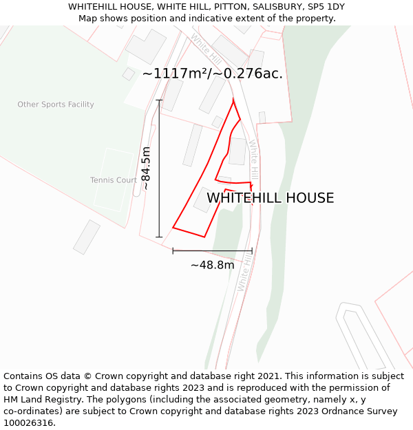 WHITEHILL HOUSE, WHITE HILL, PITTON, SALISBURY, SP5 1DY: Plot and title map
