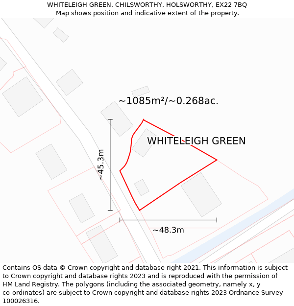 WHITELEIGH GREEN, CHILSWORTHY, HOLSWORTHY, EX22 7BQ: Plot and title map