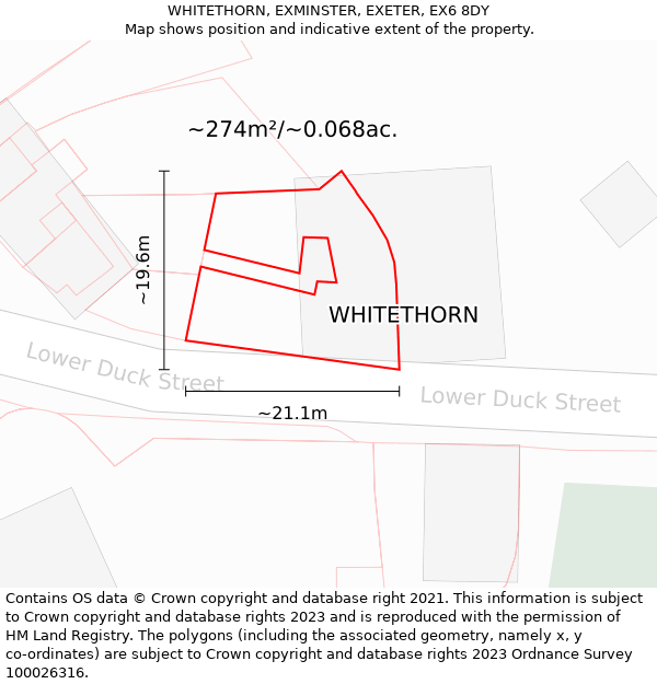 WHITETHORN, EXMINSTER, EXETER, EX6 8DY: Plot and title map