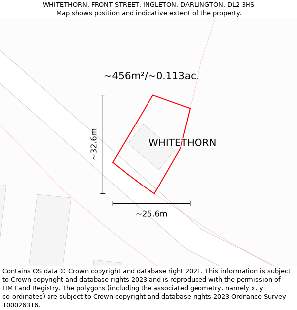 WHITETHORN, FRONT STREET, INGLETON, DARLINGTON, DL2 3HS: Plot and title map