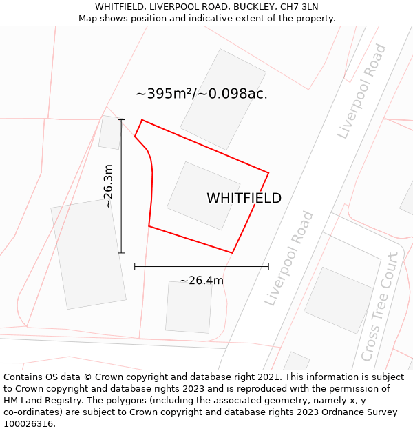 WHITFIELD, LIVERPOOL ROAD, BUCKLEY, CH7 3LN: Plot and title map