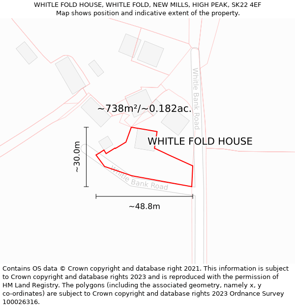 WHITLE FOLD HOUSE, WHITLE FOLD, NEW MILLS, HIGH PEAK, SK22 4EF: Plot and title map