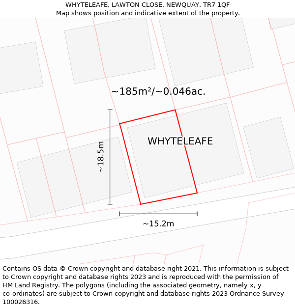 WHYTELEAFE, LAWTON CLOSE, NEWQUAY, TR7 1QF: Plot and title map