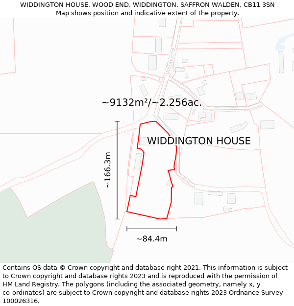 WIDDINGTON HOUSE, WOOD END, WIDDINGTON, SAFFRON WALDEN, CB11 3SN: Plot and title map