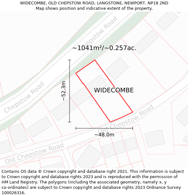 WIDECOMBE, OLD CHEPSTOW ROAD, LANGSTONE, NEWPORT, NP18 2ND: Plot and title map