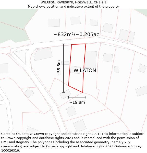 WILATON, GWESPYR, HOLYWELL, CH8 9JS: Plot and title map