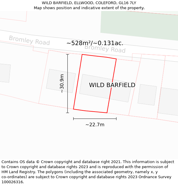 WILD BARFIELD, ELLWOOD, COLEFORD, GL16 7LY: Plot and title map