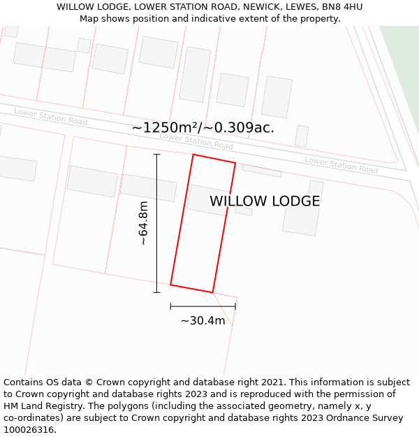 WILLOW LODGE, LOWER STATION ROAD, NEWICK, LEWES, BN8 4HU: Plot and title map