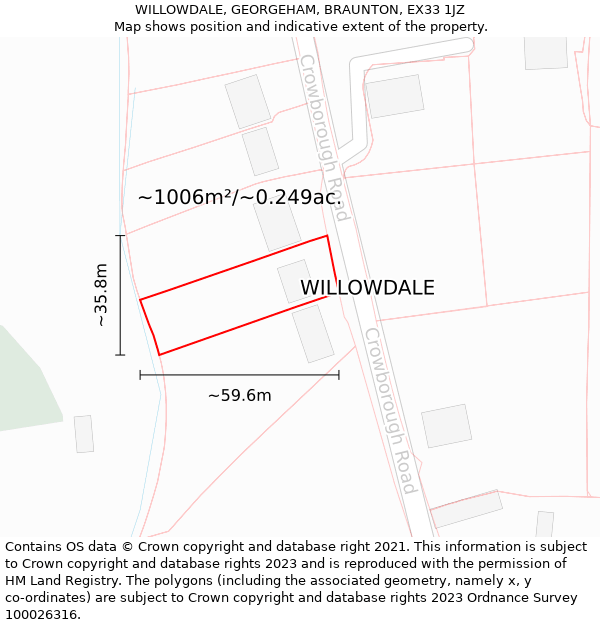 WILLOWDALE, GEORGEHAM, BRAUNTON, EX33 1JZ: Plot and title map