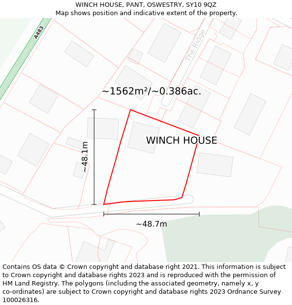 WINCH HOUSE, PANT, OSWESTRY, SY10 9QZ: Plot and title map