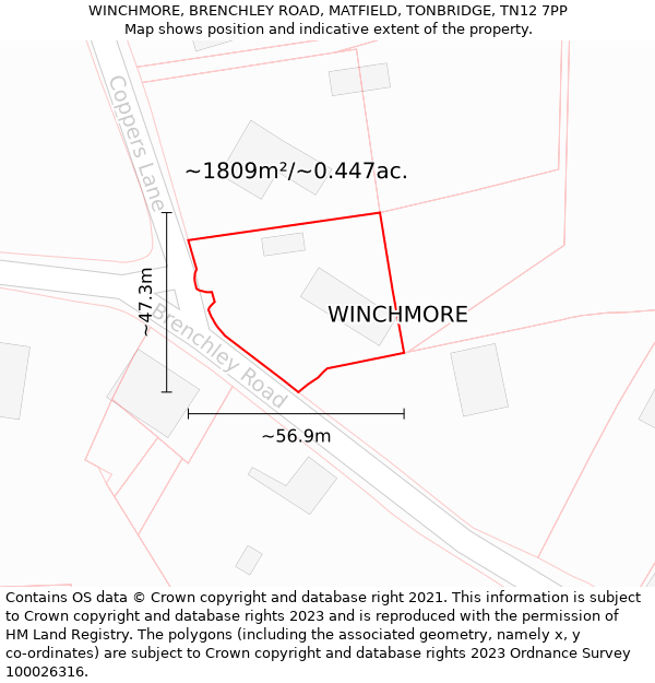 WINCHMORE, BRENCHLEY ROAD, MATFIELD, TONBRIDGE, TN12 7PP: Plot and title map