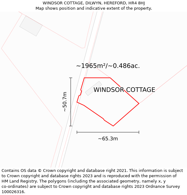 WINDSOR COTTAGE, DILWYN, HEREFORD, HR4 8HJ: Plot and title map