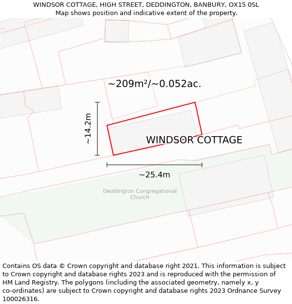 WINDSOR COTTAGE, HIGH STREET, DEDDINGTON, BANBURY, OX15 0SL: Plot and title map