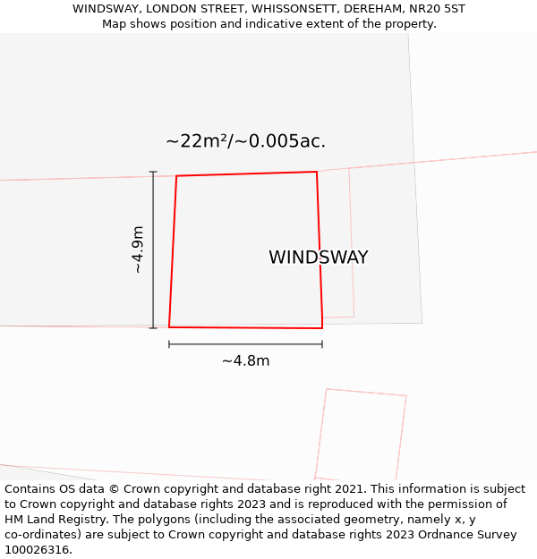 WINDSWAY, LONDON STREET, WHISSONSETT, DEREHAM, NR20 5ST: Plot and title map