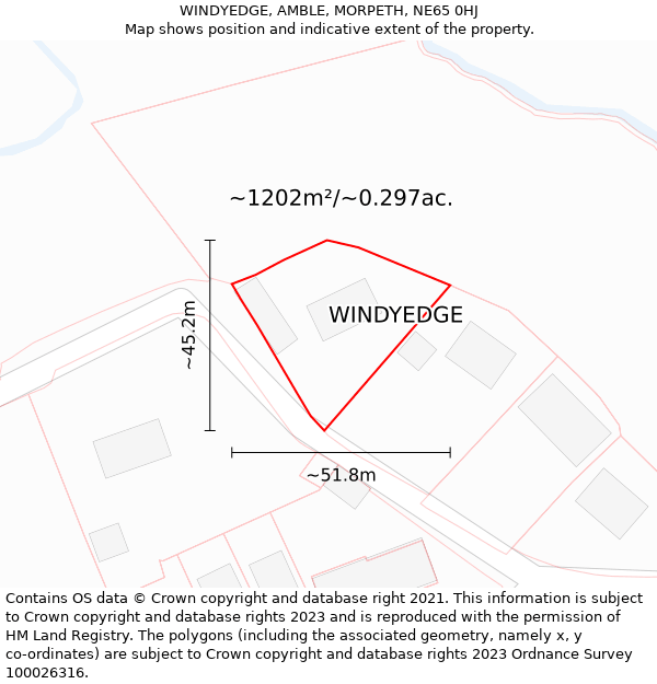WINDYEDGE, AMBLE, MORPETH, NE65 0HJ: Plot and title map