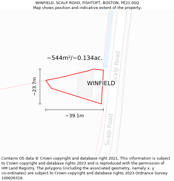 WINFIELD, SCALP ROAD, FISHTOFT, BOSTON, PE21 0SQ: Plot and title map