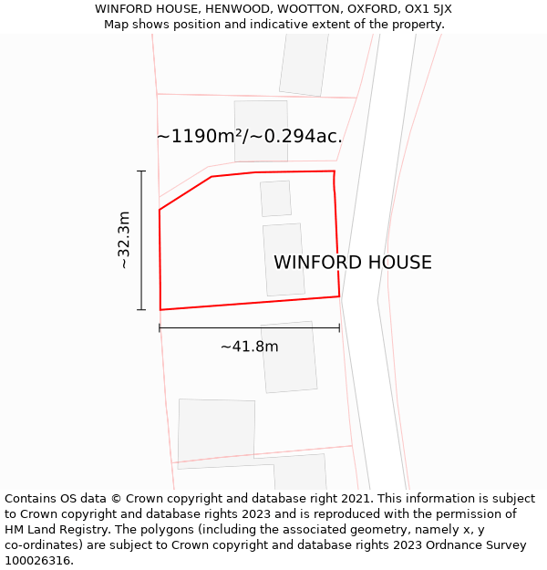 WINFORD HOUSE, HENWOOD, WOOTTON, OXFORD, OX1 5JX: Plot and title map