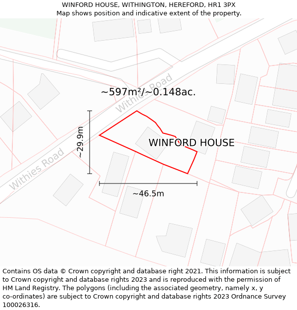 WINFORD HOUSE, WITHINGTON, HEREFORD, HR1 3PX: Plot and title map