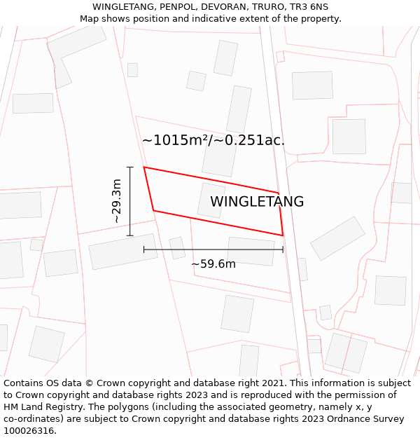 WINGLETANG, PENPOL, DEVORAN, TRURO, TR3 6NS: Plot and title map