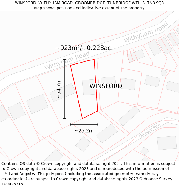 WINSFORD, WITHYHAM ROAD, GROOMBRIDGE, TUNBRIDGE WELLS, TN3 9QR: Plot and title map