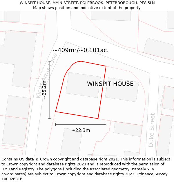 WINSPIT HOUSE, MAIN STREET, POLEBROOK, PETERBOROUGH, PE8 5LN: Plot and title map
